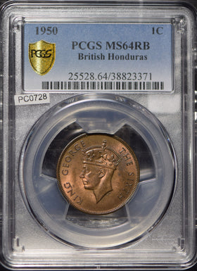 British Honduras 1950 Cent PCGS MS64RB PC0728 combine shipping