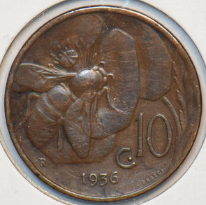 Italy 1936 10 Centesimi Honey Bee animal 151383 combine shipping