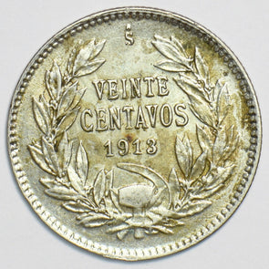 Chile 1913 S 20 Centavos Condor animal 197477 combine shipping