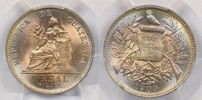 Guatemala 1900 Real PCGS MS 66+ stunning color finest known PC1220 combine shipp