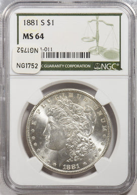 1881-S Morgan Dollar Silver NGC MS64 NG1752