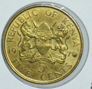 Kenya 1970 Mzeejomo Kenyatta 5 Cents Lions animal First President Of Kenya 19152