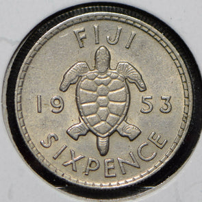 Fiji 1953 6 Pence Turtle animal  191322 combine shipping