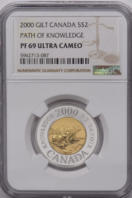 Canada 2000 2 dollar Silver NGC Proof 69 UC Path Of Knowledge Polar Bears NG1673