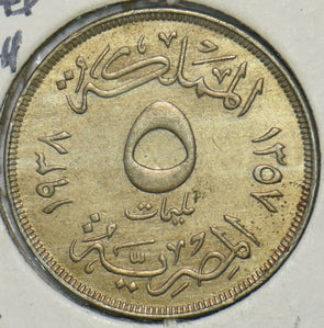 Egypt 1938 AD. AH1357 5 Milliemes 240373 combine shipping