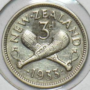 New Zealand 1933 3 Pence 151395 combine shipping
