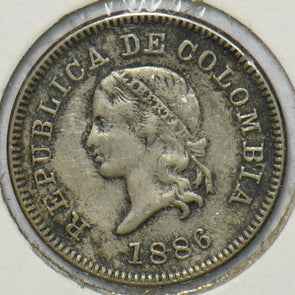 Colombia 1886 5 Centavos 296694 combine shipping