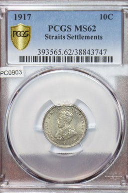 Straits Settlements 1917 10 Cents PCGS MS62 PC0903 combine shipping
