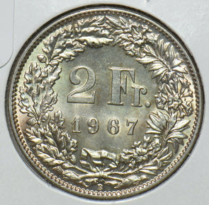 Switzerland 1967 2 Francs Gem BU 295659 combine shipping
