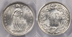 Switzerland 1963 B 1/2 Franc PCGS MS 64 PI0202 combine shipping