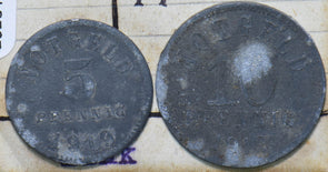 German States 1919 Kissingen 5 Pfennig and 10 Pfenning Zink 292542 combine shipp