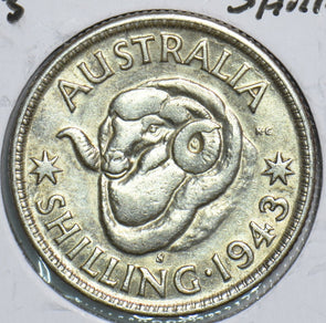 Australia 1943 S Shilling Ram 198850 combine shipping