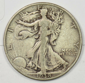 1938-D Walking Liberty Half Dollar 90% silver VF U0431