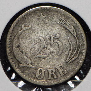 Denmark 1874 25 Ore Dolphin animal  901455 combine shipping