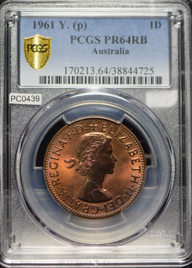 Australia 1961 Penny PCGS PR64RB rare proof in red brown PC0439 combine shipping