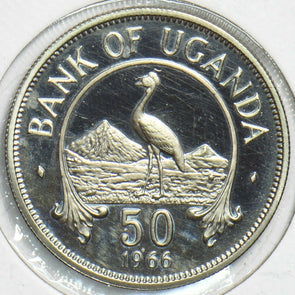 Uganda 1966 50 Cents African crowned crane animal Proof 904138 combine shipping