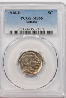 1938-D Buffalo Nickel 5 Cents PCGS MS66 PI0232