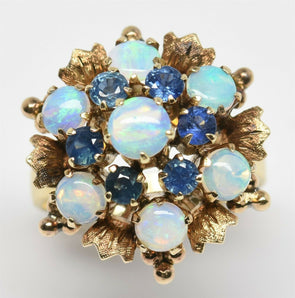 14K Gold Opal Sapphire Ring 6.77g RG0176