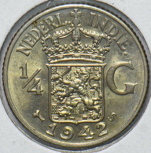 Netherlands East Indies 1942 1/4 Gulden Lion animal 192099 combine shipping