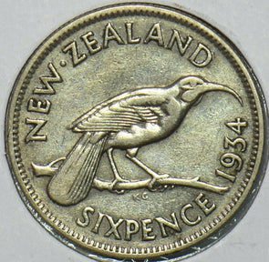 New Zealand 1934 6 Pence Huia Bird animal 297578 combine shipping