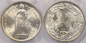 Switzerland 1963 B 2 Francs PCGS MS 65 PI0010 combine shipping