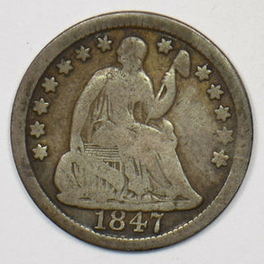 1847 Seated Half Dime 90% silver VG U0215