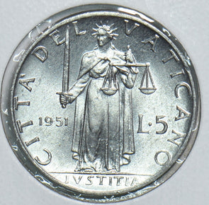 Vatican 1951 5 Lire 241065 combine shipping