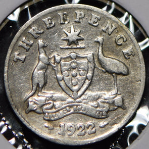 Australia 1922 3 Pence Kangaroo animal Emu  191443 combine shipping