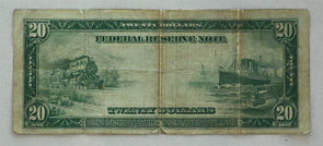 US 1914 Federal Reserve Notes Large 20 Dollars Blue seal. ST. Louis (8-H) Burke