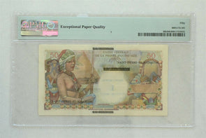 Saint Pierre & Miquelon 1960 Nouveau Franc On 50 Francs PMG About UNC 50EPQ Pic