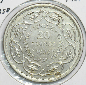 Tunisia 1939 1358 AH 20 Francs T0119 combine shipping