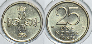 Norway 1975 25 Ore BU 904738 combine shipping