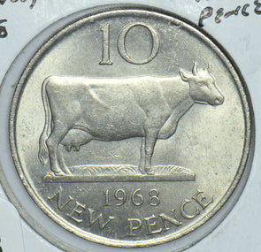 Guernsey 1968 10 New Pence Cow animal 291800 combine shipping