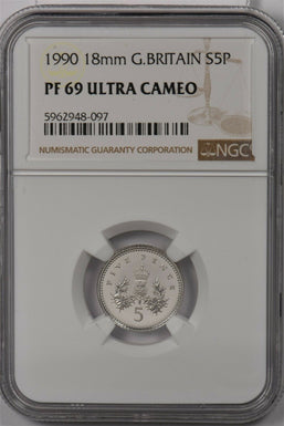 Great Britain 1990 5 Pound silver NGC Proof 69UC 18mm NG1462 combine shipping