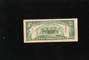 US 1934 A $5 VG-F Federal Reserve Notes hawaii overprint RC0687 combine shipping