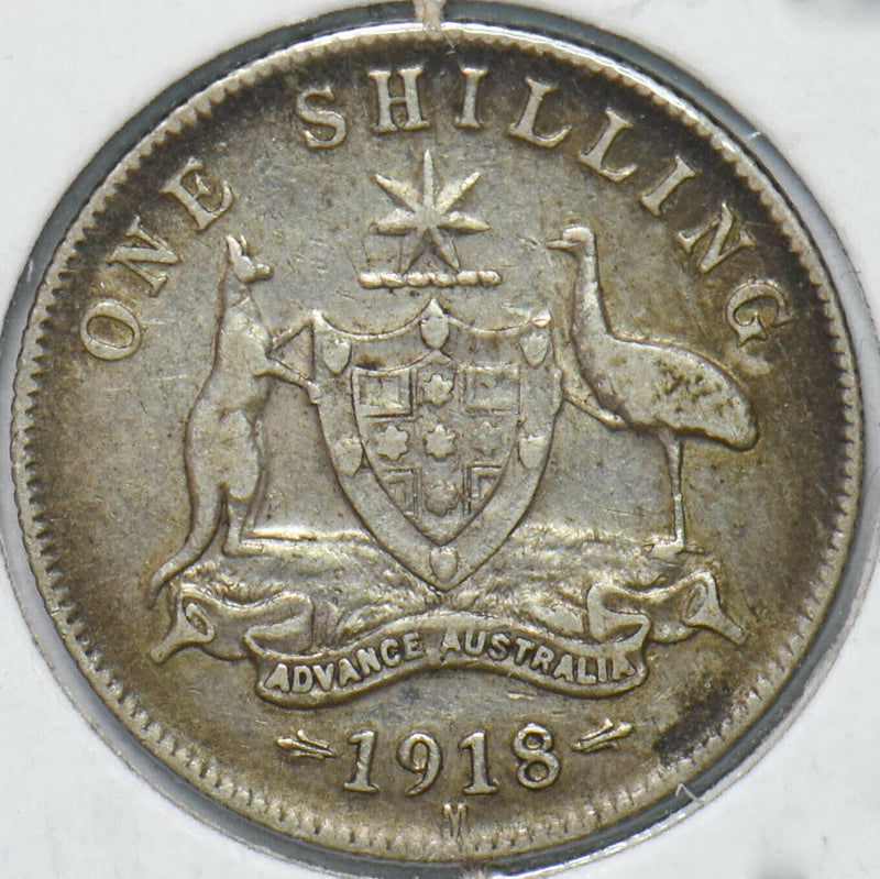 Australia 1918 Georgivs V Shilling Kangaroo animal Ostrich Fine 901972 combine s