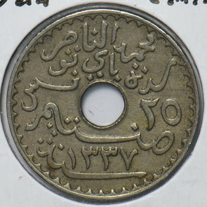 Tunisia 1919 AH1337 25 Centimes 193050 combine shipping
