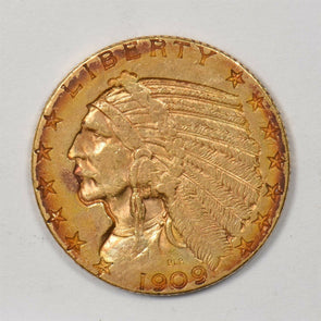 1909 S 5 Dollars gold $5 Gold Indian Head BETTER DATE GL0213 combine shipping