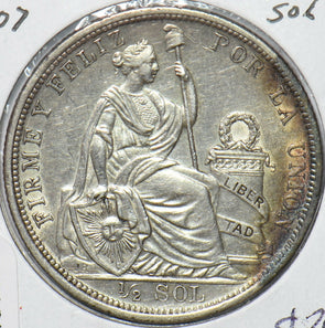 Peru 1907 1/2 Sol Llama 490824 combine shipping