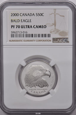 Canada 2000 50 Cents Silver NGC Proof 70 Ultra Cameo Bald Eagle NG1669 combine s