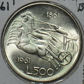 Italy 1961 500 Lira Horse animal BU 296768 combine shipping