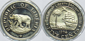 Liberia 1974 5 Cents Elephant animal Proof 198388 combine shipping