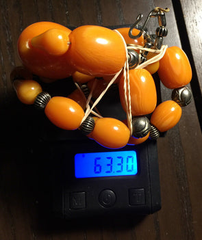 Vintage Natural Baltic Honey Egg Yolk Butterscotch Amber Bead Necklace BU0514