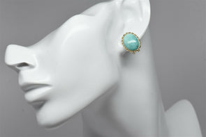 14K Gold Turquoise Earrings 3.92g RG0189