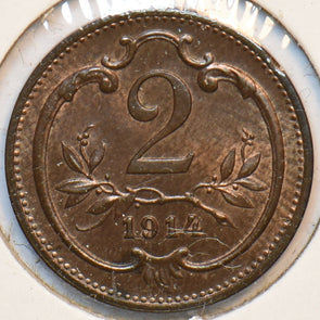 Austria 1914 2 Heller Eagle animal 193451 combine shipping