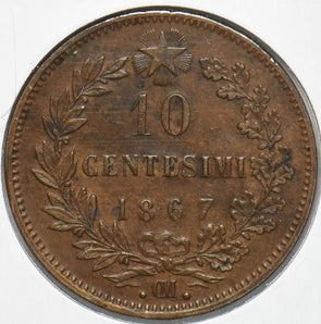 Italy 1867 Vittorio Emanuele II 10 Centesimi 292614 combine shipping