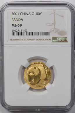 China 2001 100 Yuan gold NGC MS69 PANDA 1/4oz gold NG1634 combine shipping