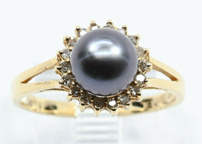 14k Gold Tahitian Pearl Diamond Ring Pendent & Earring Set RG0022