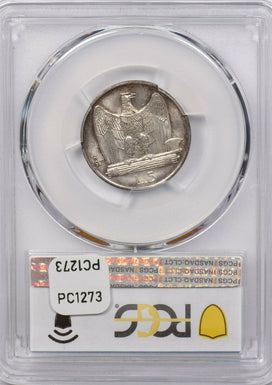 Italy 1927 R 5 Lire Eagle animal PCGS MS 64 rare condition **FERT** KM-67.2 PC12