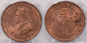 Ceylon 1922 Cent PCGS MS 63 RED BROWN PI0086 combine shipping
